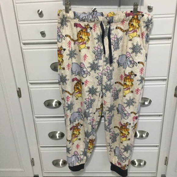 Disney Fleeced Sleep Pants XL Pooh Piglet Tigger Eeyore - Picture 2 of 10